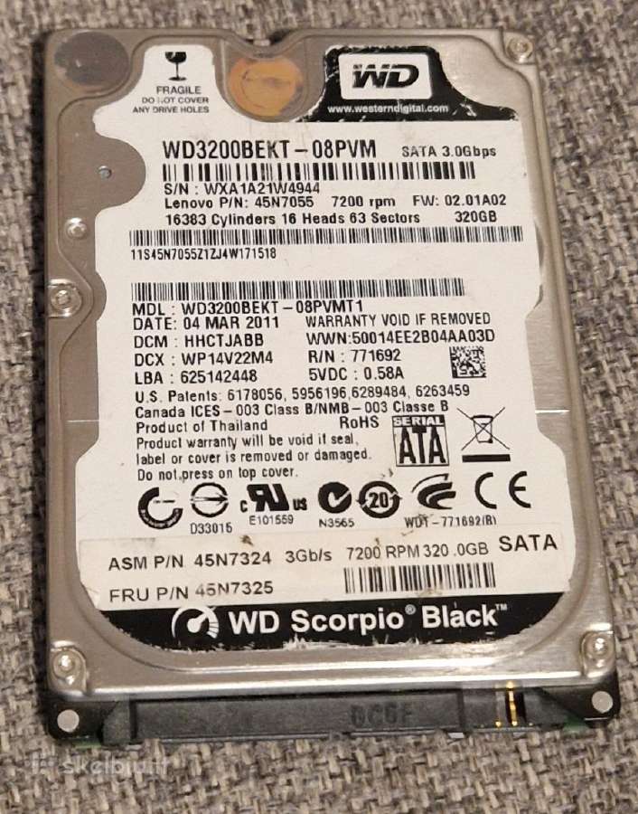 Wd Scorpio Black 320gb 7200rpm – greitas 2.5 HDD