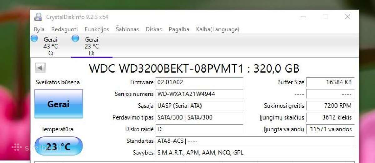 Wd Scorpio Black 320gb 7200rpm – greitas 2.5 HDD - nuotraukos Nr. 3