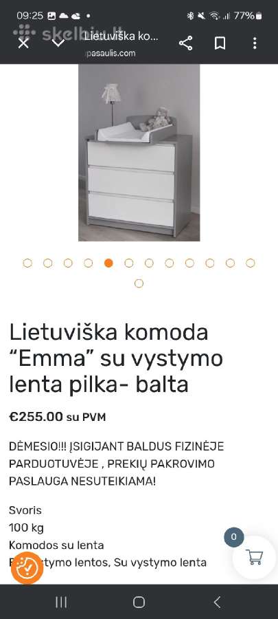 Lietuvių gamybos kūdikio komoda