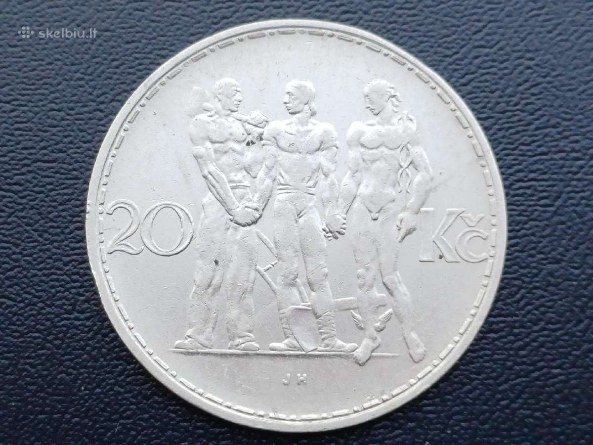 20 kronų 1933m. Čekoslovakija sidabras 700 - nuotraukos Nr. 2