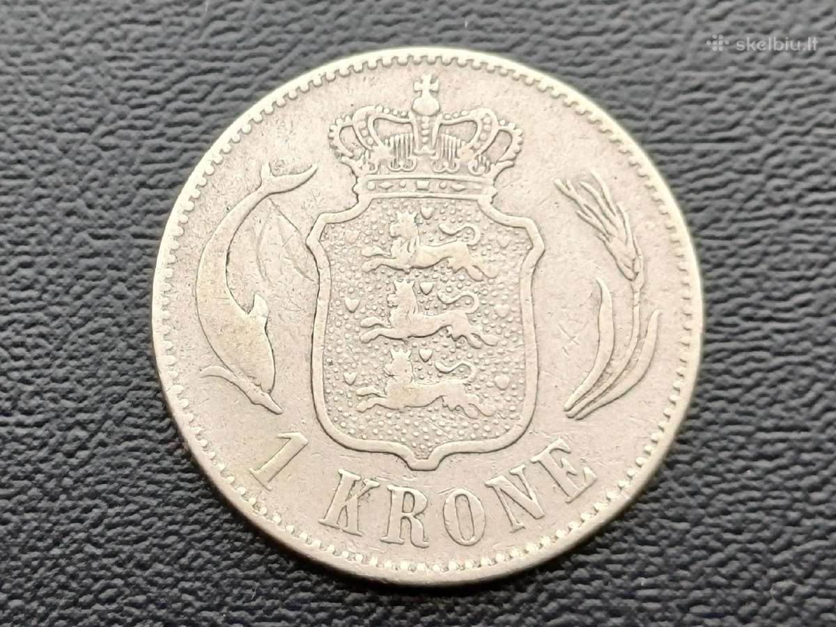 1 krona 1892m. Danija sidabras 800