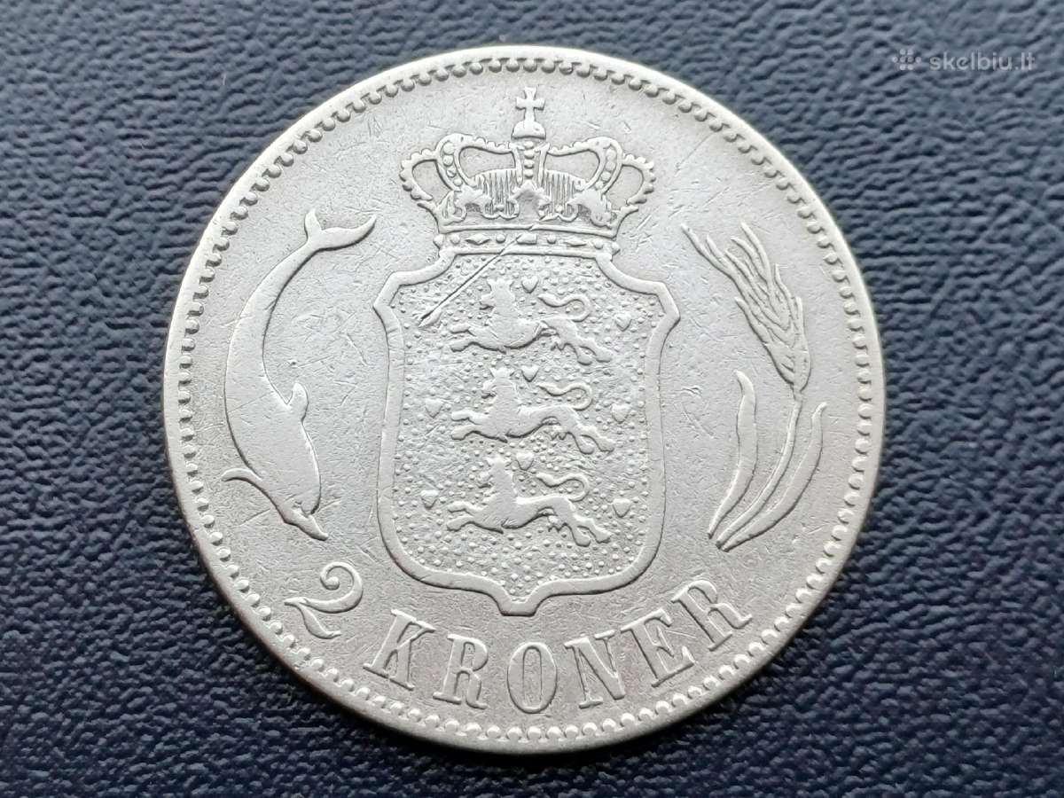 2 kronos 1875m. Danija sidabras 800