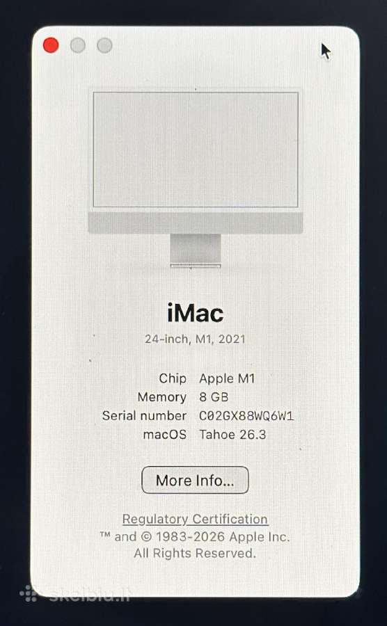 iMac M1 8 GB RAM 256 SSD - nuotraukos Nr. 2
