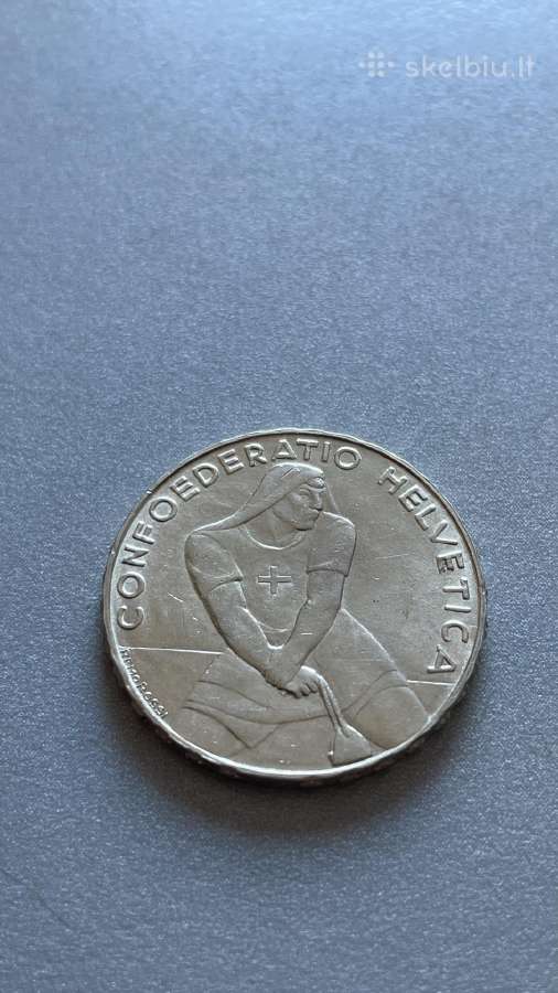1939m. Šveicarijos 5 frankai - nuotraukos Nr. 3
