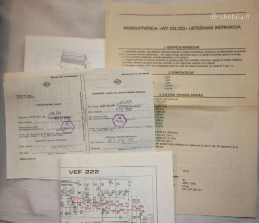 Vef 221 222 radijo naudotojo knyga su priedu 1992 - nuotraukos Nr. 4