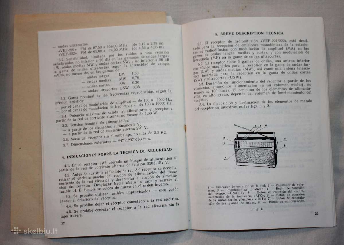 Vef 221 222 radijo naudotojo knyga su priedu 1992 - nuotraukos Nr. 9