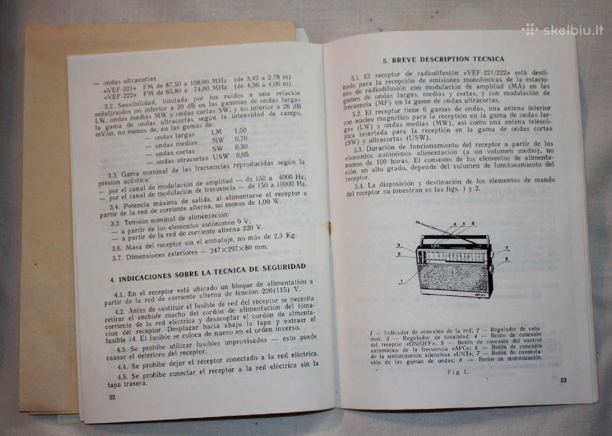 Vef 221 222 radijo naudotojo knyga su priedu 1992 - nuotraukos Nr. 9