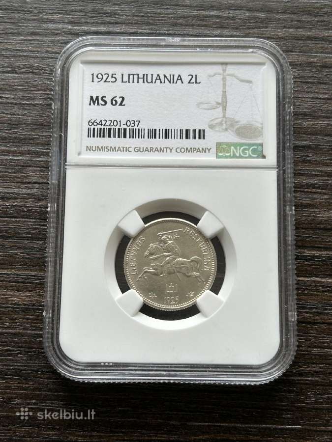 Lietuva 2 Litu 1925 Ngc Ms62