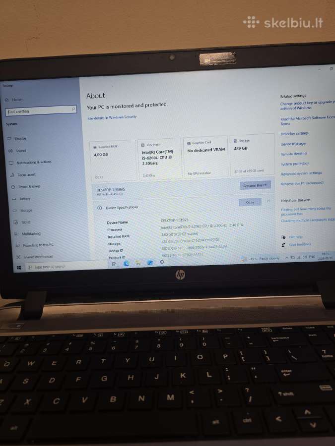 Hp Probook i5 / 512gb SSD / Windows 10 - nuotraukos Nr. 2