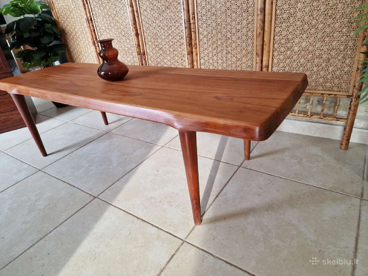 Vintažinis mid century tikmedžio kavos staliukas - nuotraukos Nr. 3