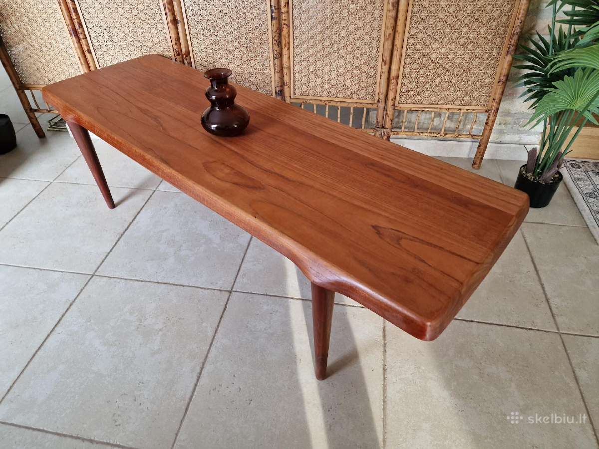 Vintažinis mid century tikmedžio kavos staliukas - nuotraukos Nr. 16