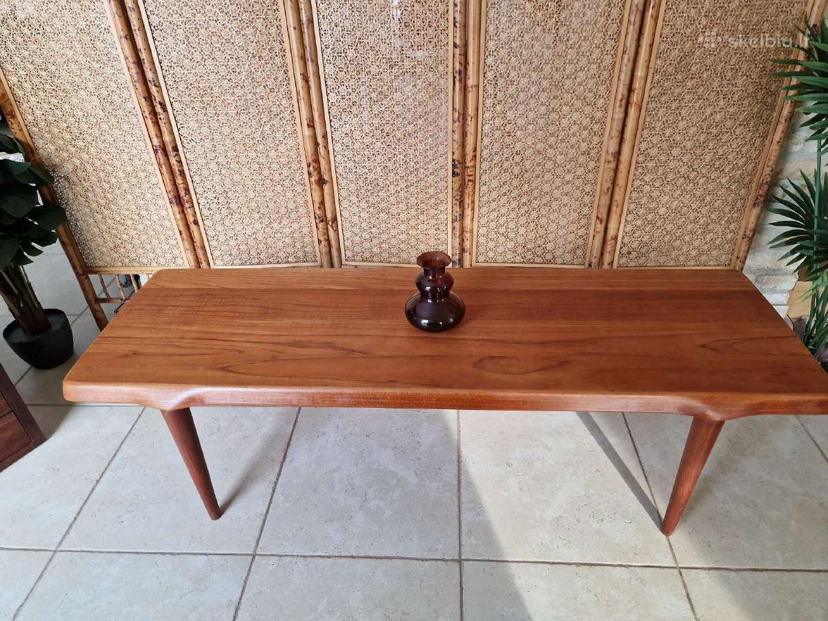 Vintažinis mid century tikmedžio kavos staliukas - nuotraukos Nr. 24