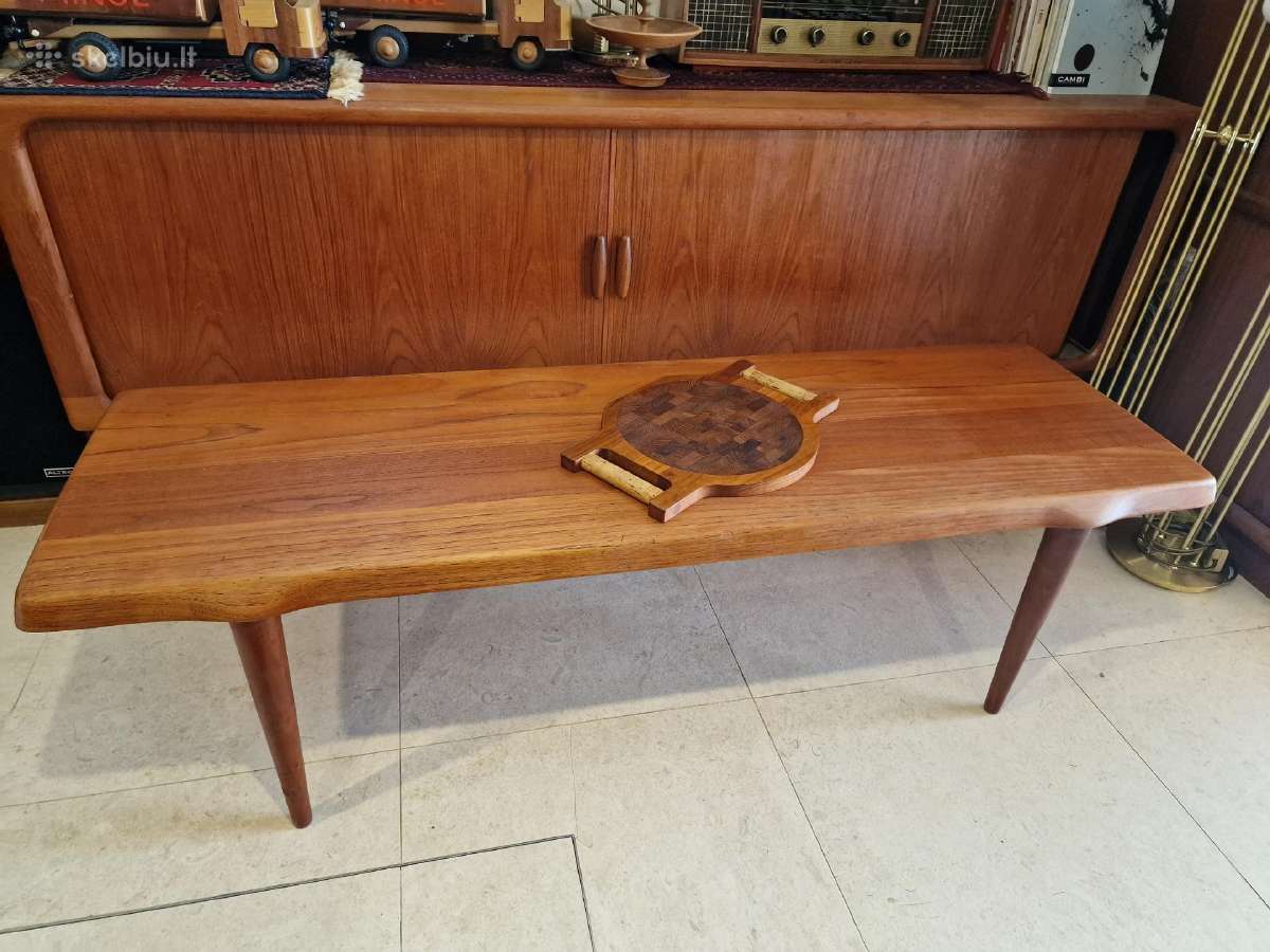 Vintažinis mid century tikmedžio kavos staliukas - nuotraukos Nr. 25