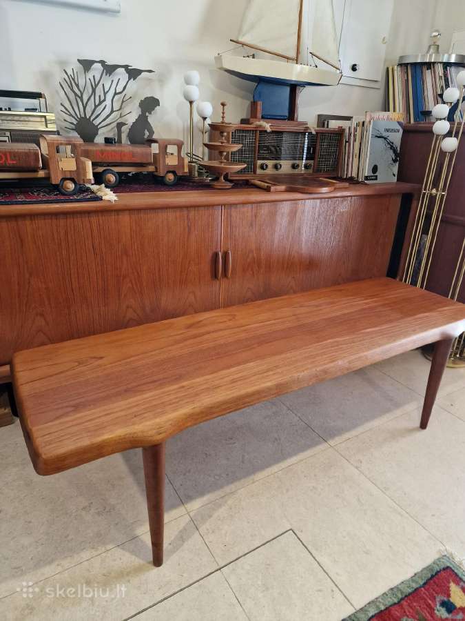 Vintažinis mid century tikmedžio kavos staliukas - nuotraukos Nr. 27