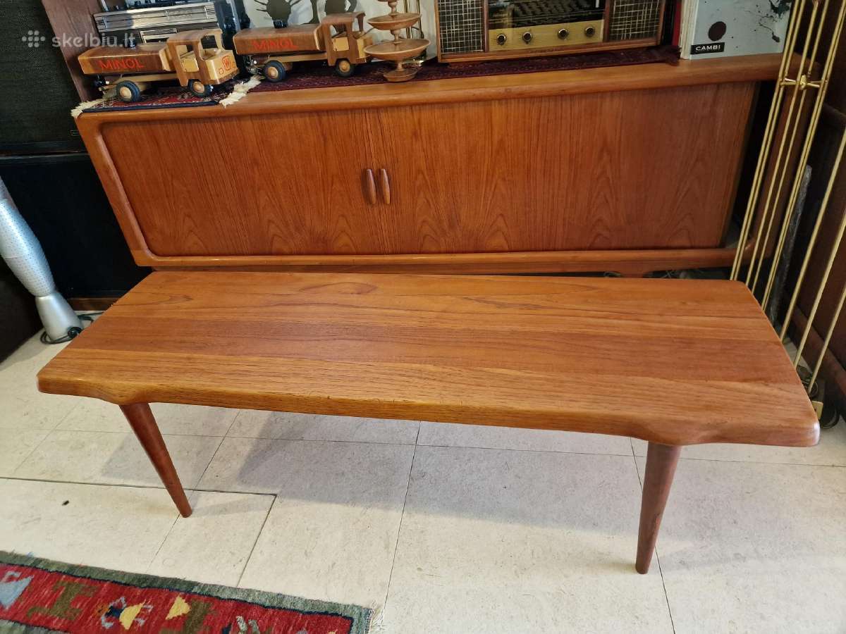 Vintažinis mid century tikmedžio kavos staliukas - nuotraukos Nr. 28