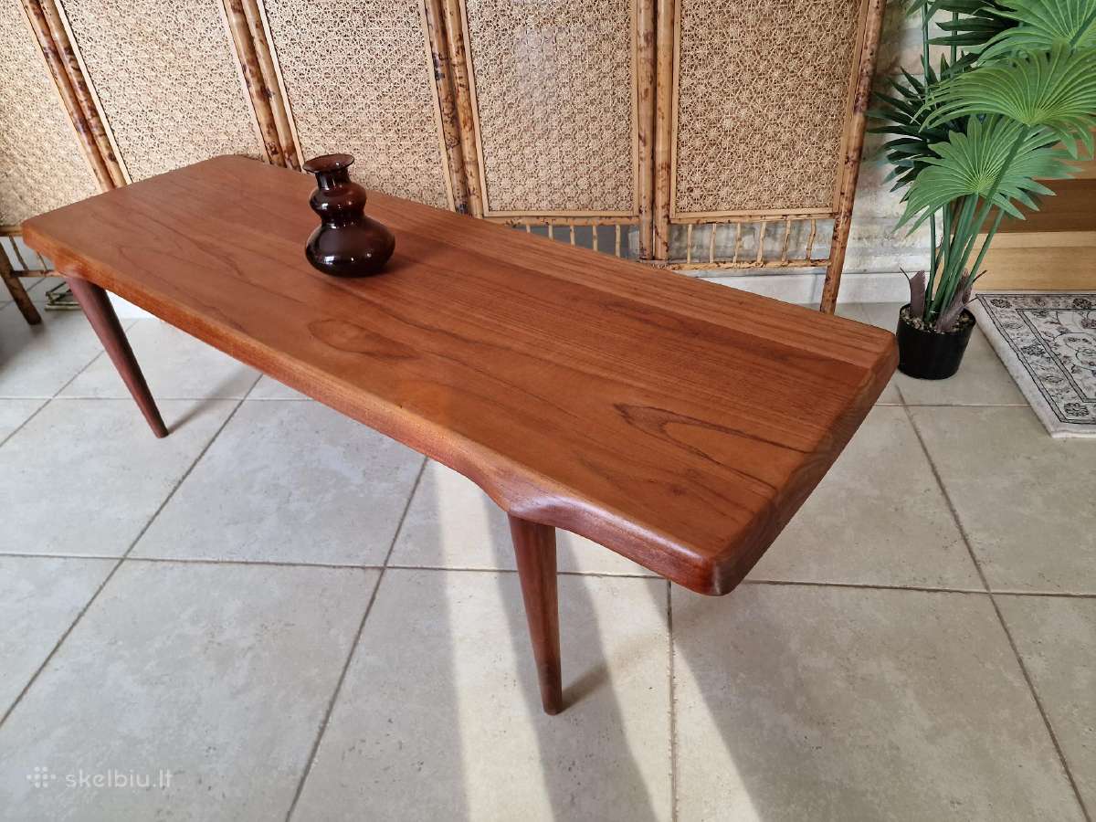 Vintažinis mid century tikmedžio kavos staliukas - nuotraukos Nr. 35