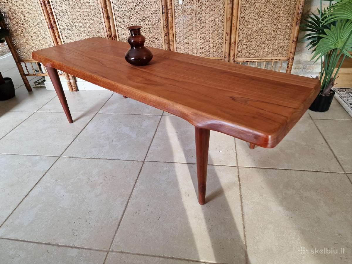 Vintažinis mid century tikmedžio kavos staliukas - nuotraukos Nr. 37