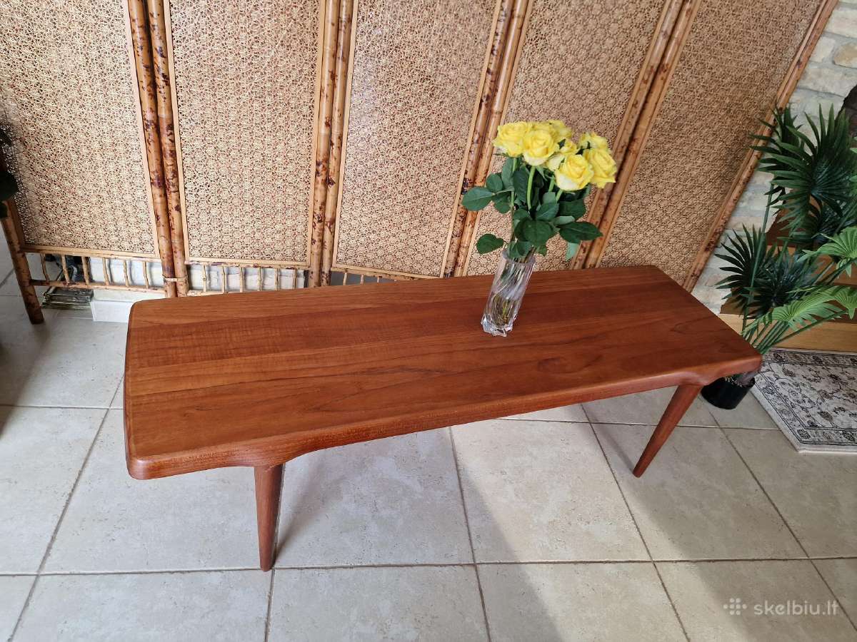Vintažinis mid century tikmedžio kavos staliukas - nuotraukos Nr. 38