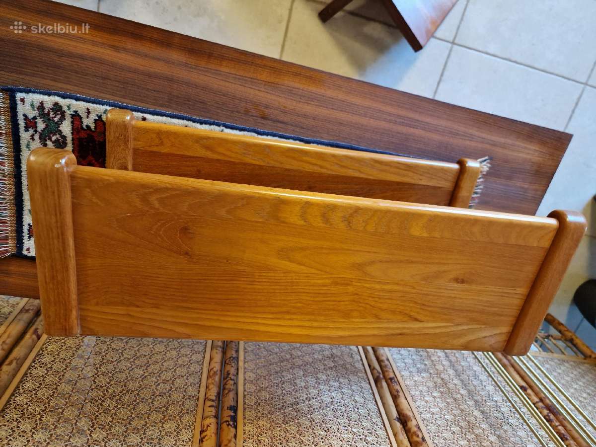 Vintažinė mid century tikmedžio masyvo lentyna - nuotraukos Nr. 5