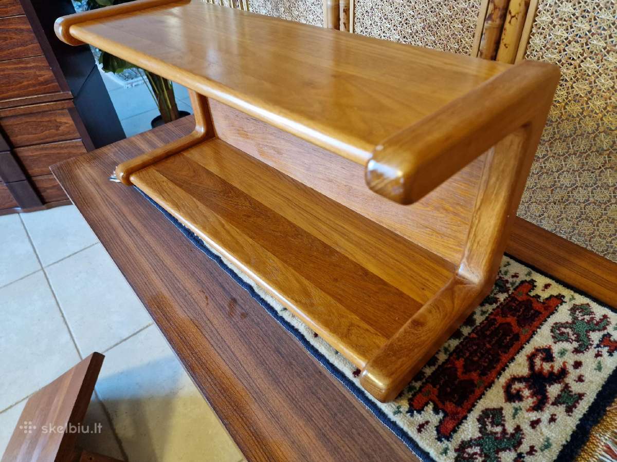 Vintažinė mid century tikmedžio masyvo lentyna - nuotraukos Nr. 7