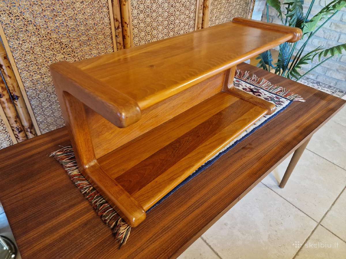Vintažinė mid century tikmedžio masyvo lentyna - nuotraukos Nr. 8