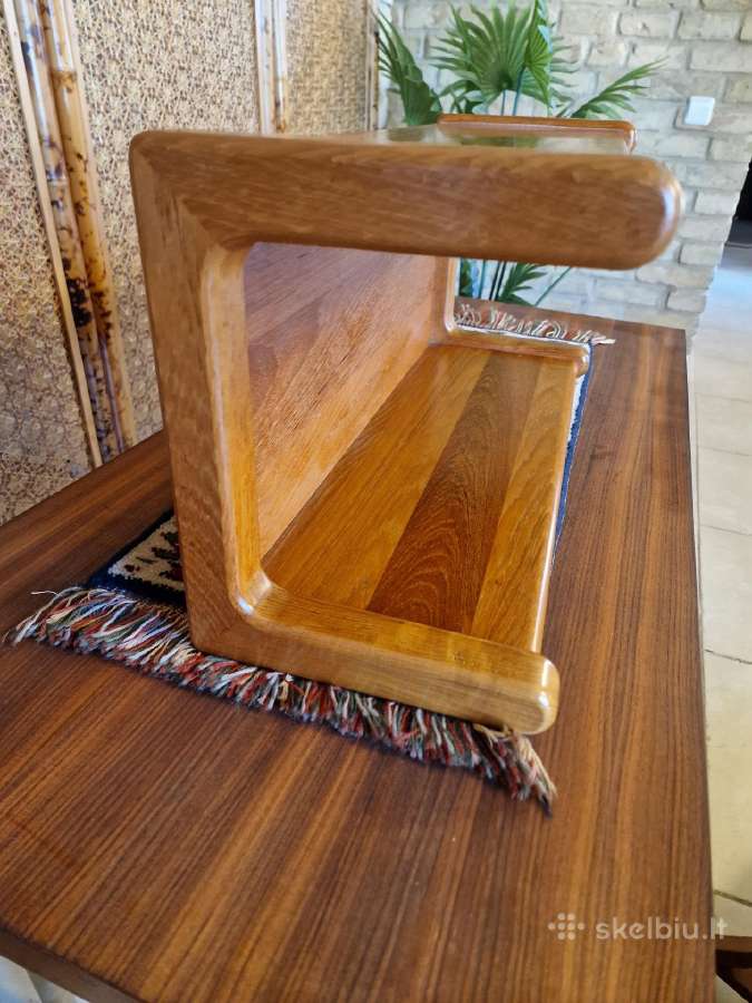Vintažinė mid century tikmedžio masyvo lentyna - nuotraukos Nr. 9