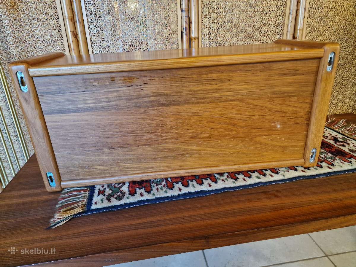 Vintažinė mid century tikmedžio masyvo lentyna - nuotraukos Nr. 12