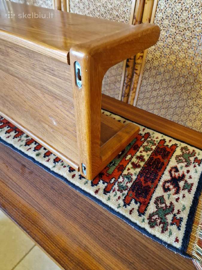 Vintažinė mid century tikmedžio masyvo lentyna - nuotraukos Nr. 14