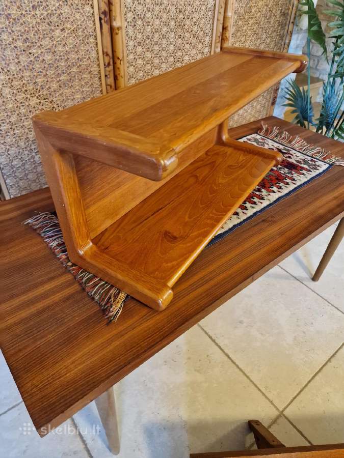 Vintažinė mid century tikmedžio masyvo lentyna - nuotraukos Nr. 17