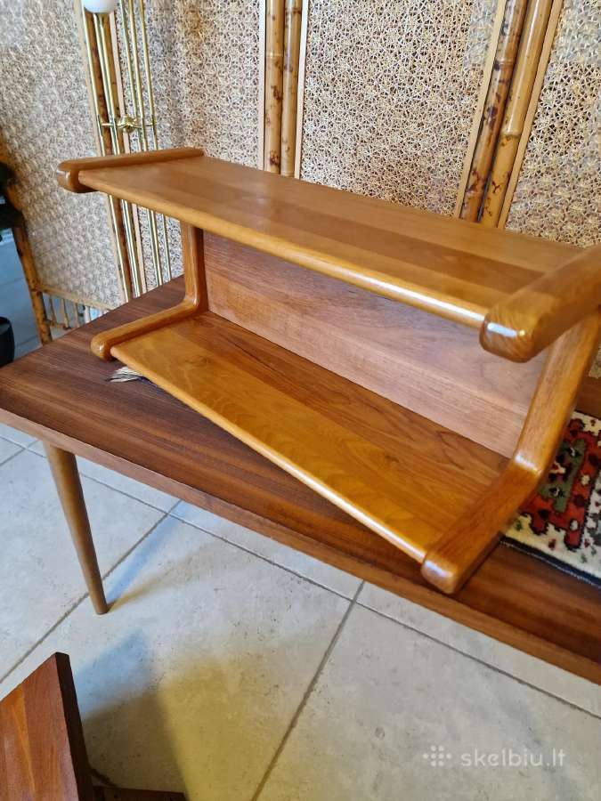 Vintažinė mid century tikmedžio masyvo lentyna - nuotraukos Nr. 20