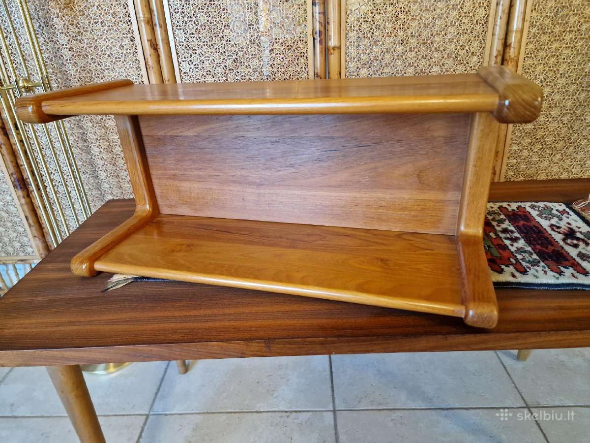 Vintažinė mid century tikmedžio masyvo lentyna - nuotraukos Nr. 21
