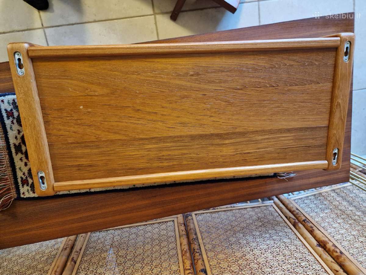 Vintažinė mid century tikmedžio masyvo lentyna - nuotraukos Nr. 22