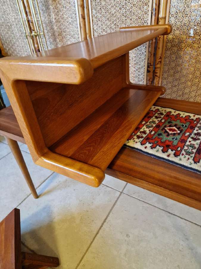 Vintažinė mid century tikmedžio masyvo lentyna - nuotraukos Nr. 25