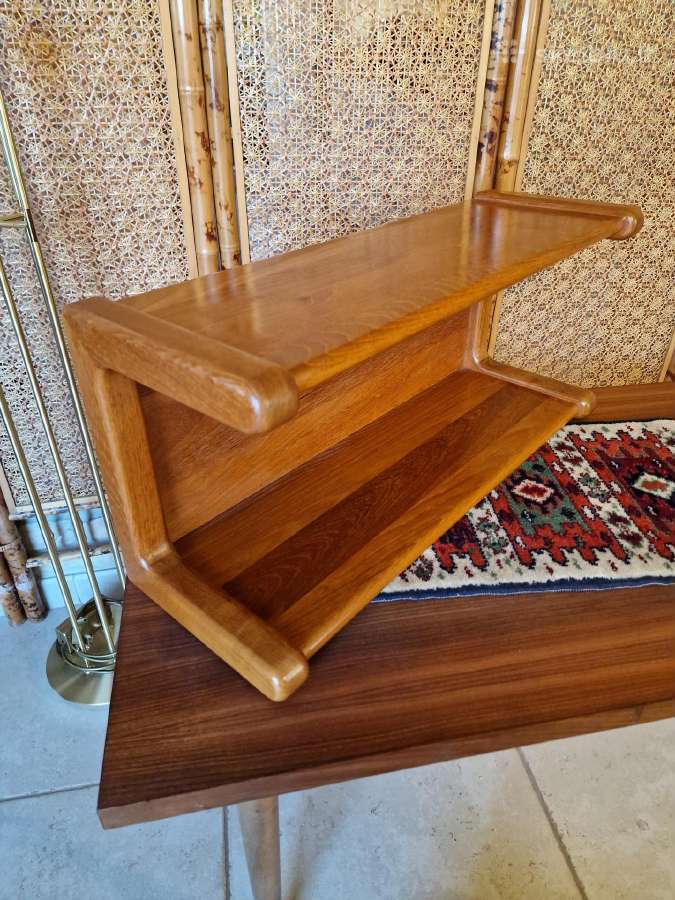 Vintažinė mid century tikmedžio masyvo lentyna - nuotraukos Nr. 27