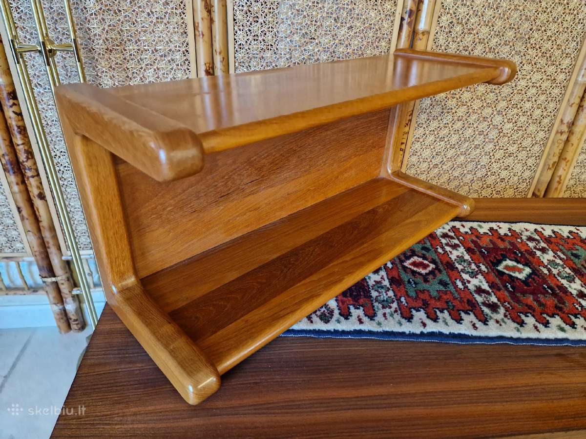 Vintažinė mid century tikmedžio masyvo lentyna - nuotraukos Nr. 28