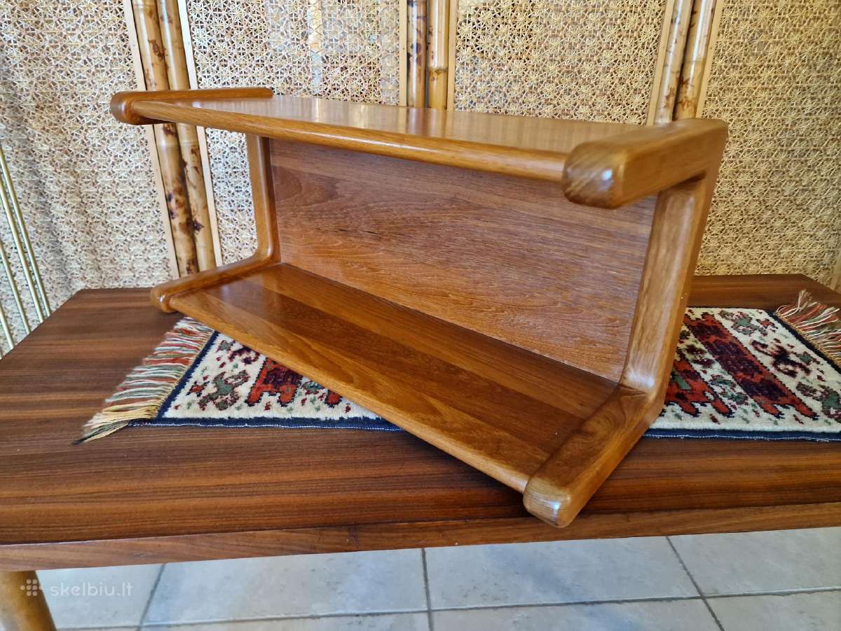 Vintažinė mid century tikmedžio masyvo lentyna - nuotraukos Nr. 29