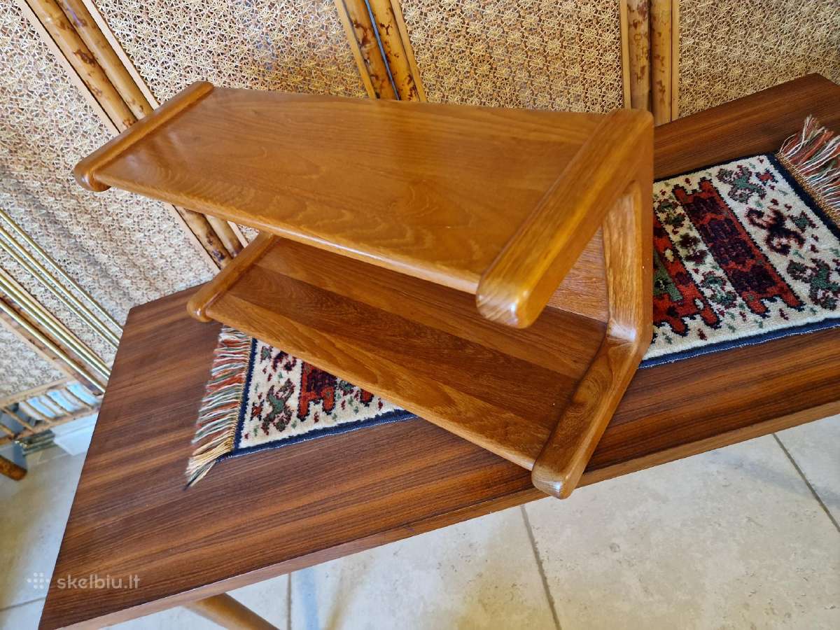 Vintažinė mid century tikmedžio masyvo lentyna - nuotraukos Nr. 30