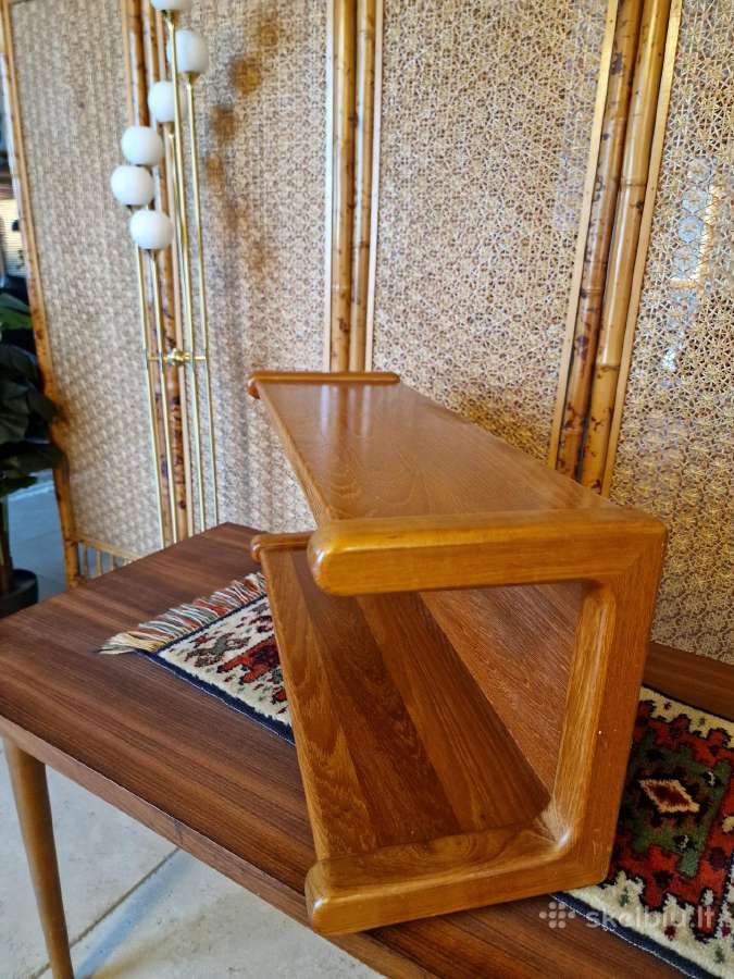 Vintažinė mid century tikmedžio masyvo lentyna - nuotraukos Nr. 31