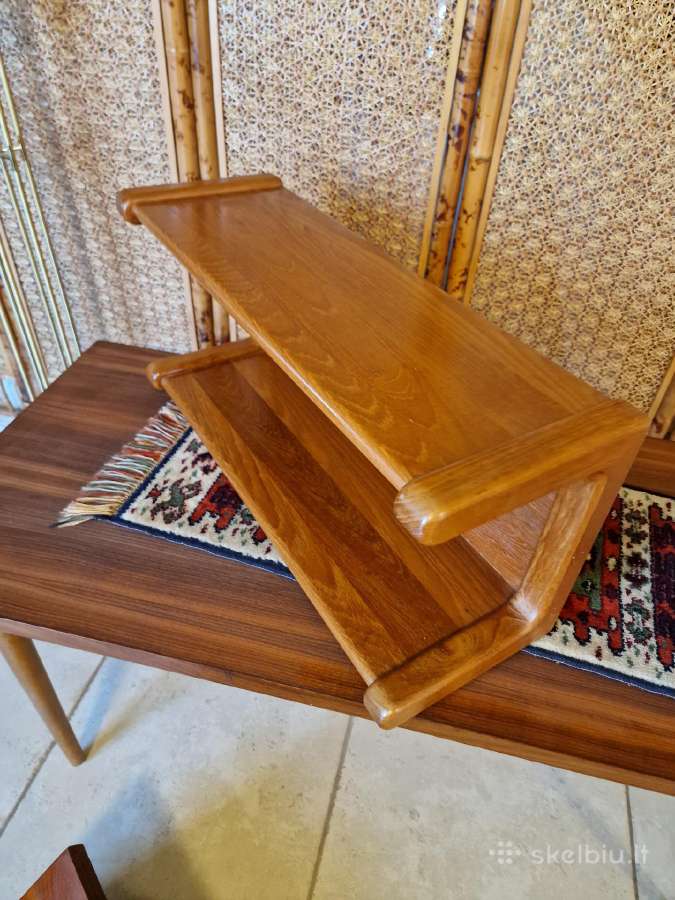 Vintažinė mid century tikmedžio masyvo lentyna - nuotraukos Nr. 33
