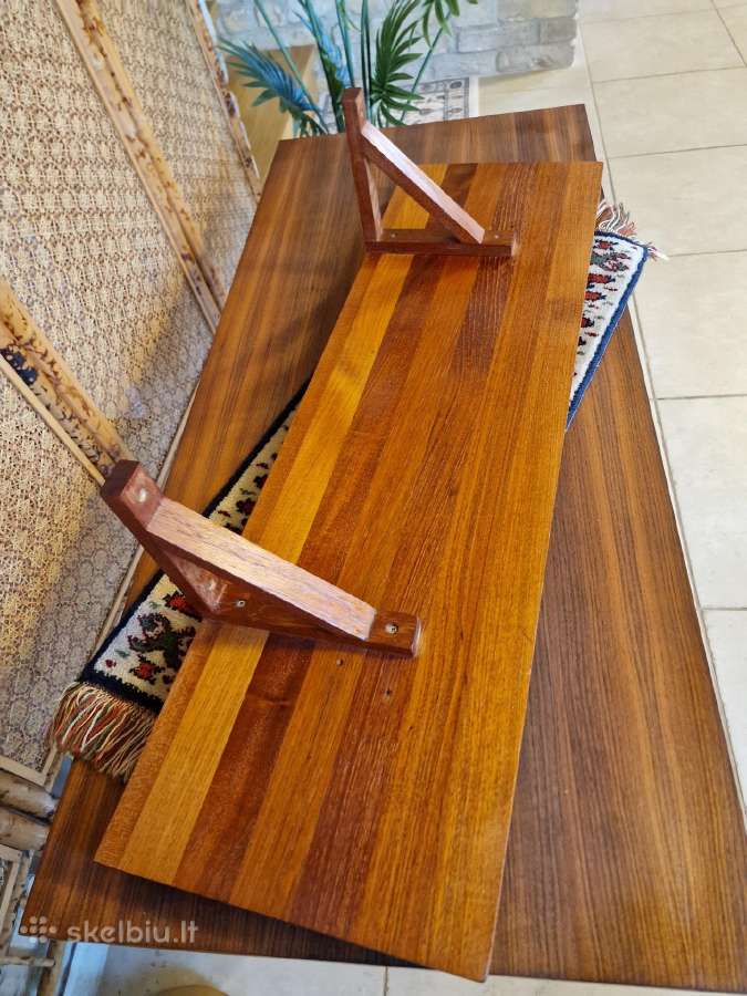 Vintažinė mid century tikmedžio masyvo lentyna