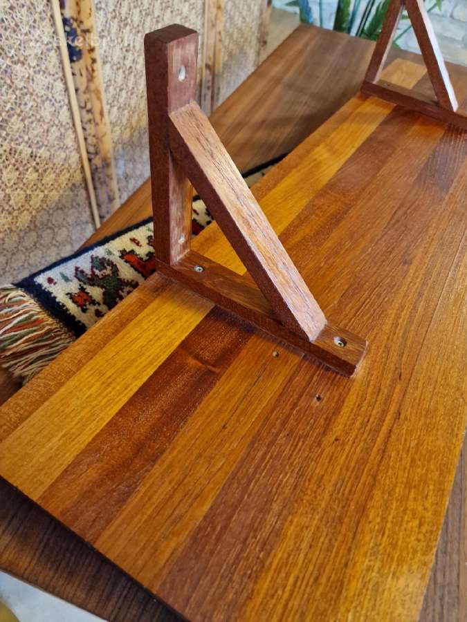 Vintažinė mid century tikmedžio masyvo lentyna - nuotraukos Nr. 3