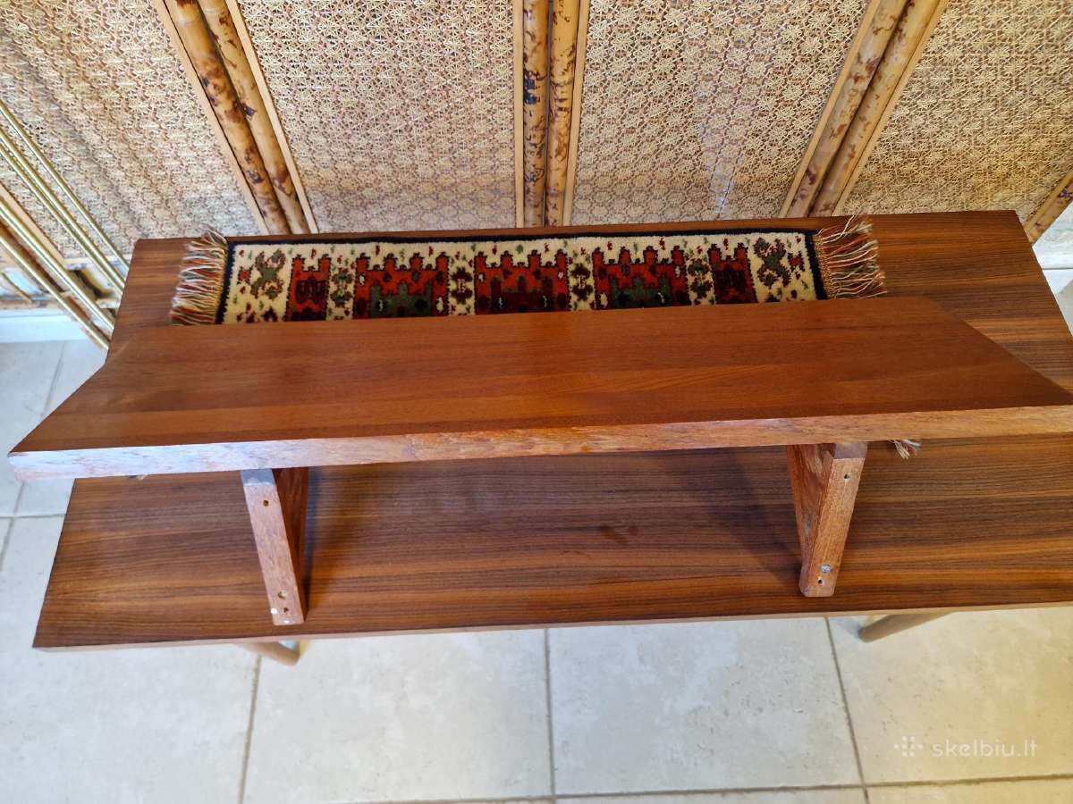 Vintažinė mid century tikmedžio masyvo lentyna - nuotraukos Nr. 5