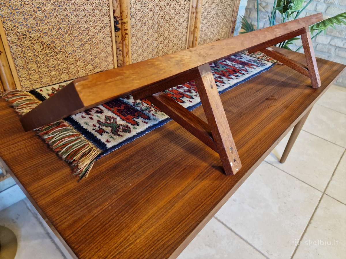 Vintažinė mid century tikmedžio masyvo lentyna - nuotraukos Nr. 6
