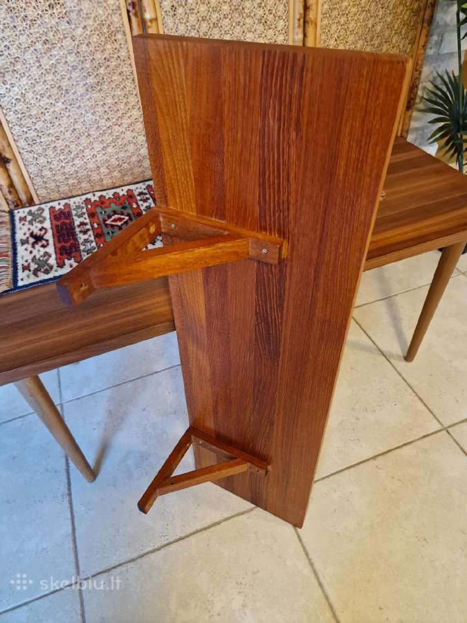 Vintažinė mid century tikmedžio masyvo lentyna - nuotraukos Nr. 13
