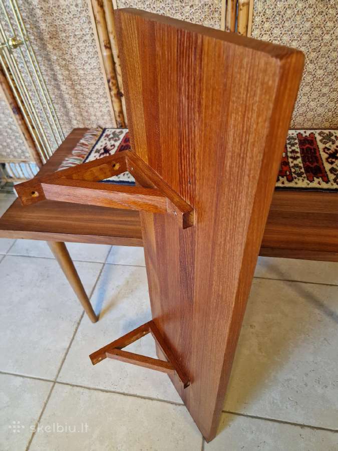 Vintažinė mid century tikmedžio masyvo lentyna - nuotraukos Nr. 17