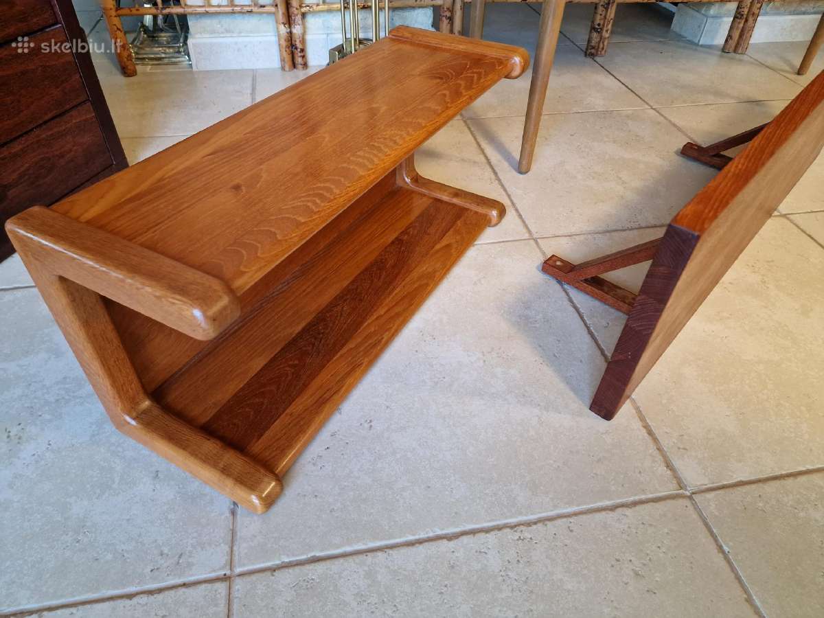 Vintažinė mid century tikmedžio masyvo lentyna - nuotraukos Nr. 32
