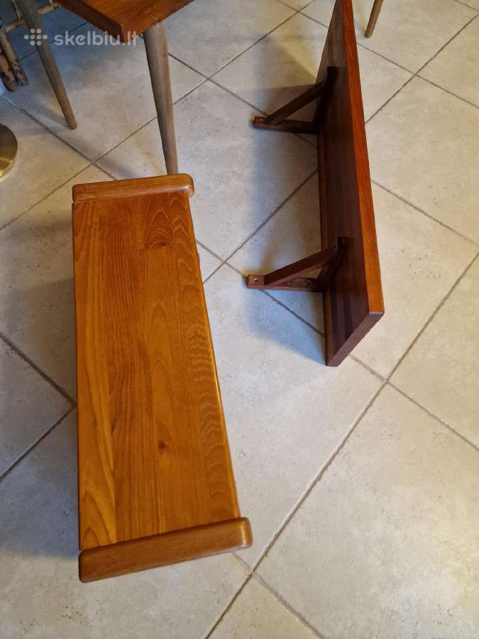 Vintažinė mid century tikmedžio masyvo lentyna - nuotraukos Nr. 33