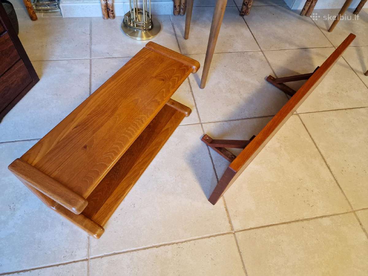 Vintažinė mid century tikmedžio masyvo lentyna - nuotraukos Nr. 34