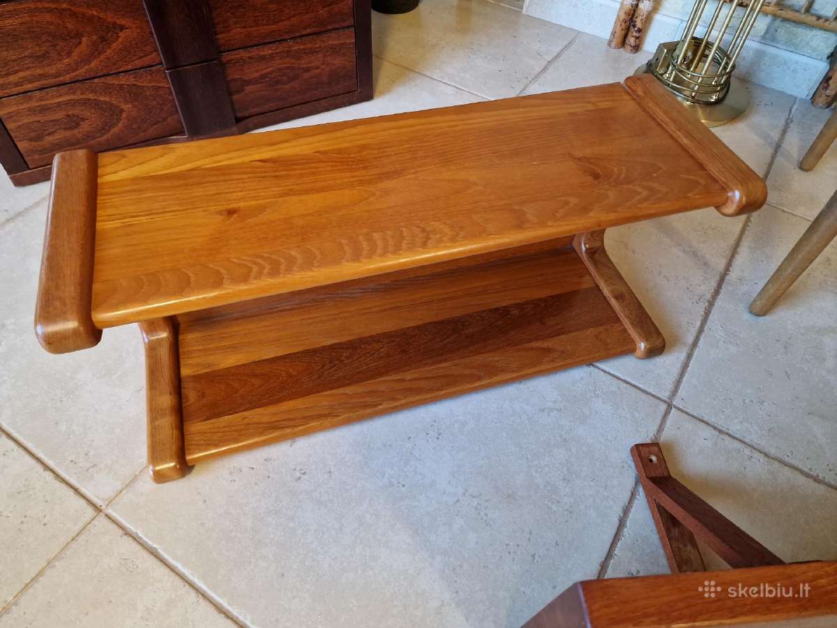Vintažinė mid century tikmedžio masyvo lentyna - nuotraukos Nr. 36