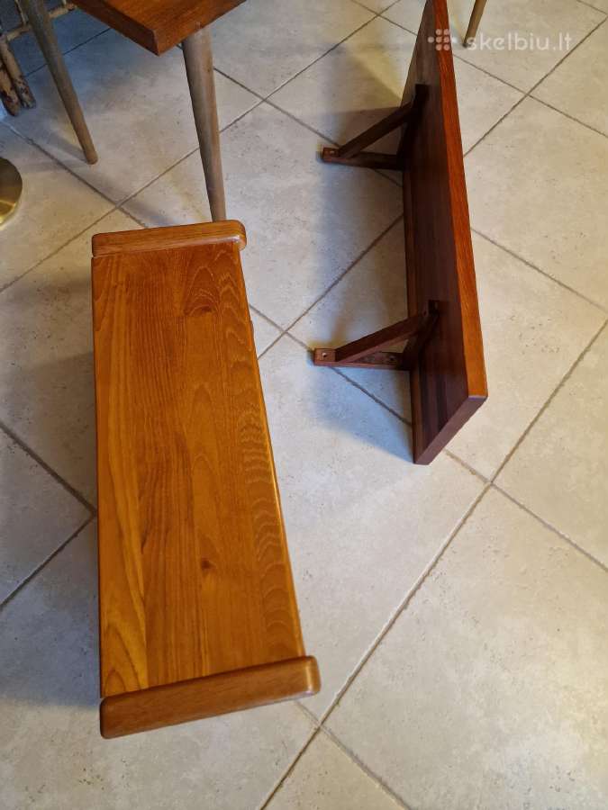 Vintažinė mid century tikmedžio masyvo lentyna - nuotraukos Nr. 37